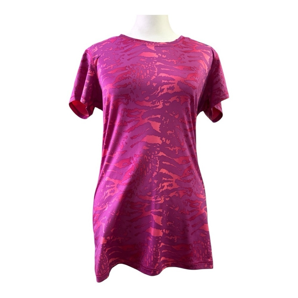 Under Armour Purple and Pink Fitted Workout Shirt Small animal print